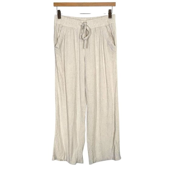 Sienna Sky Taupe Pull On Wide Leg Linen Blend Cropped Pants Medium - Picture 1 of 9
